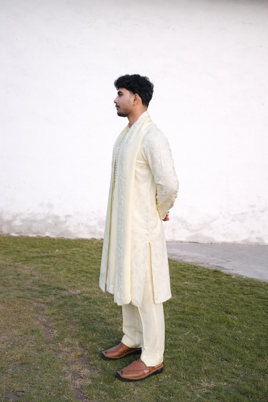 Luxury Off-White Embroidered Kurta Pajama