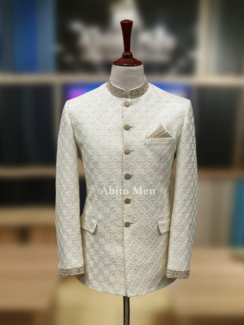 Off-White Embroidered Prince Coat