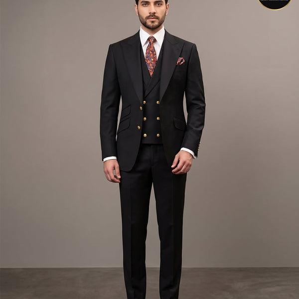 Premium Black 3 Piece Suit for Men
