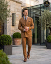 Caramel brown double breasted suit with peak lapels - Abito Men