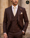 Double breasted waistcoat detail of chocolate brown 3 piece suit - Abito Men