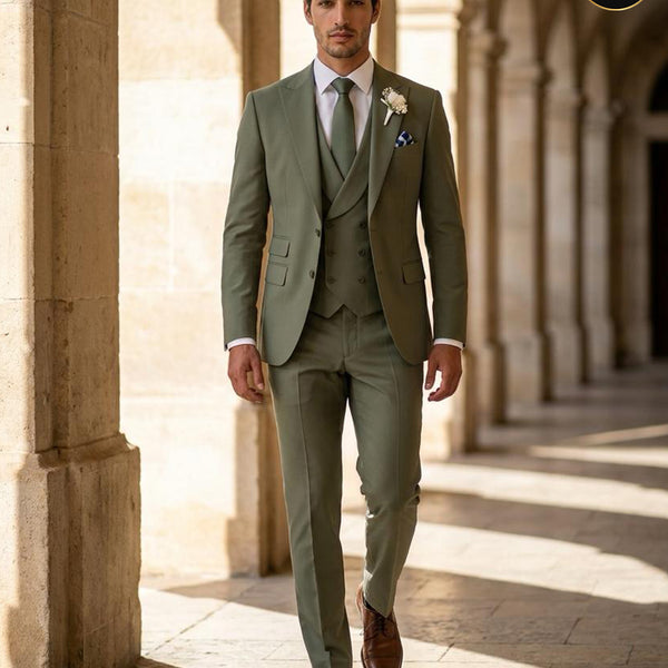 Sage Green 3 Piece Wedding Suit for Men