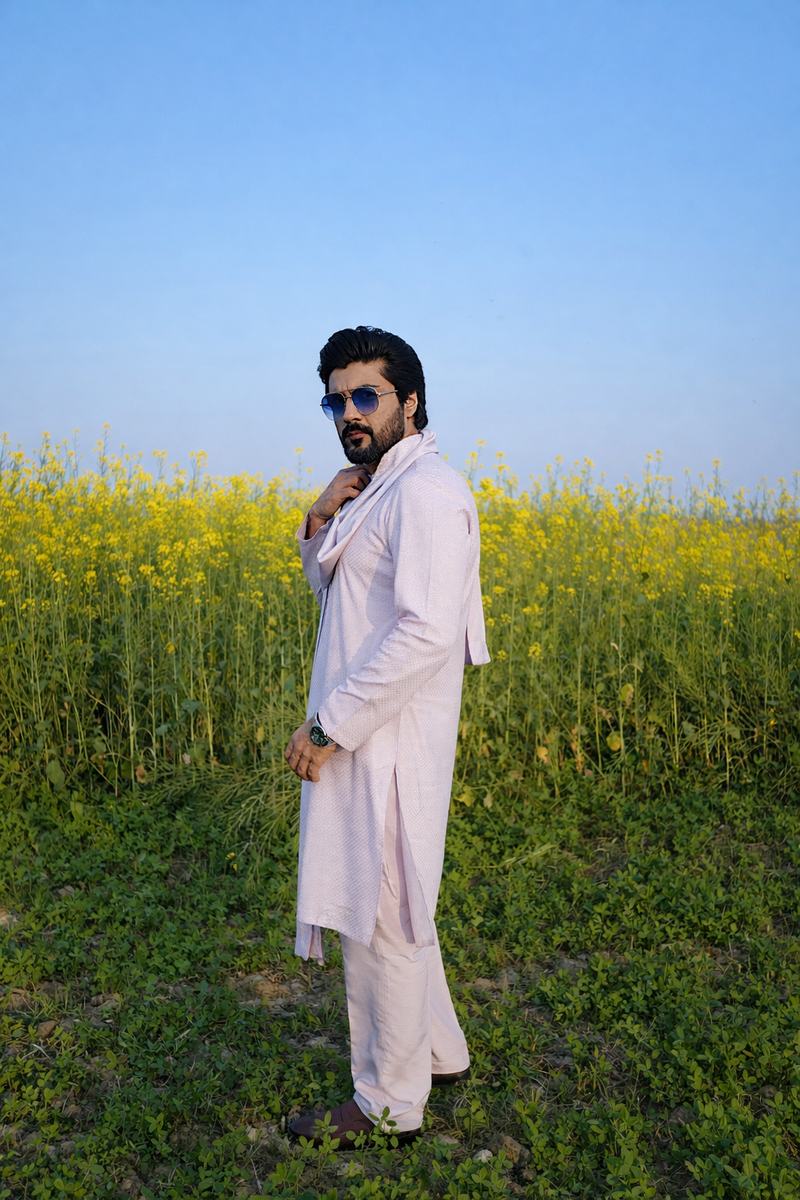 Premium Soft Pink Men’s Kurta Pajama
