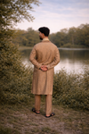 Golden Brown Premium Embroidered Kurta Pajama