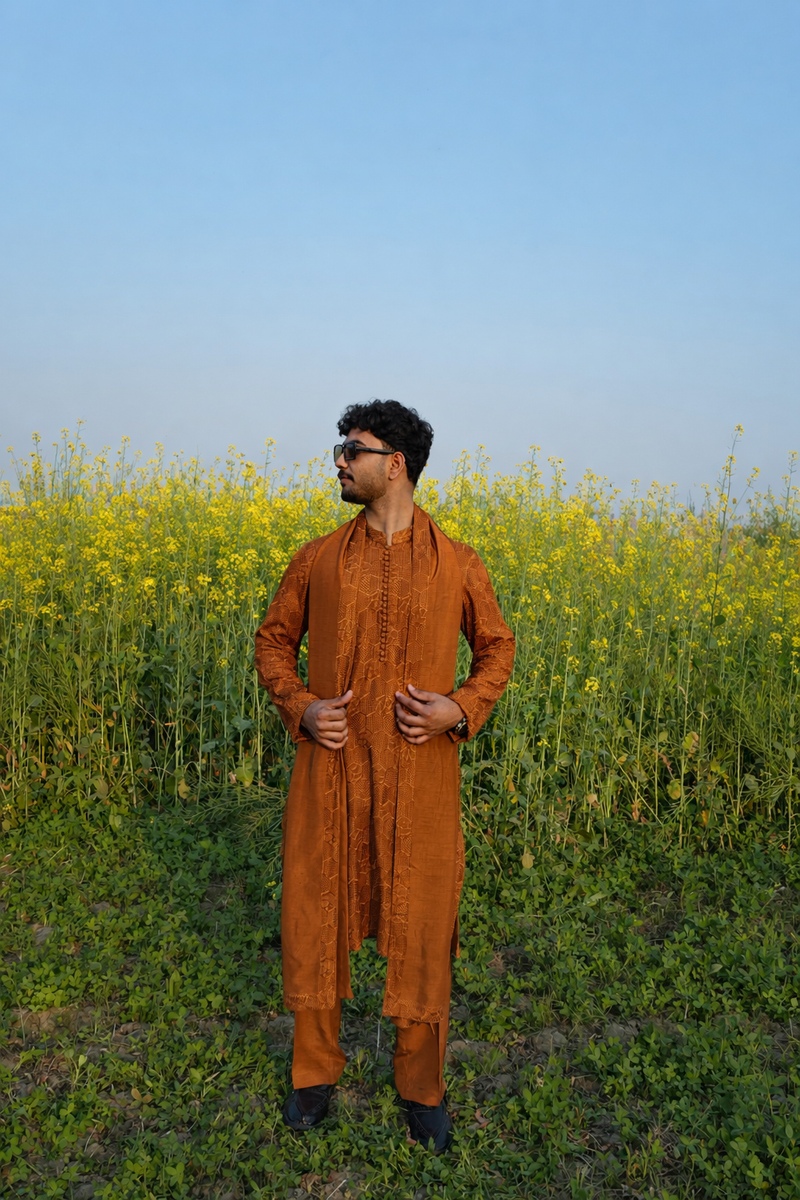 Royal Rust Embroidered Kurta Pajama