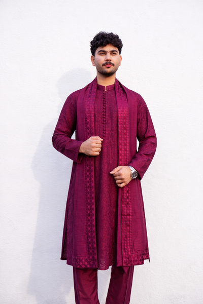 Embroidered Kurta Pajama with Designer Shawl