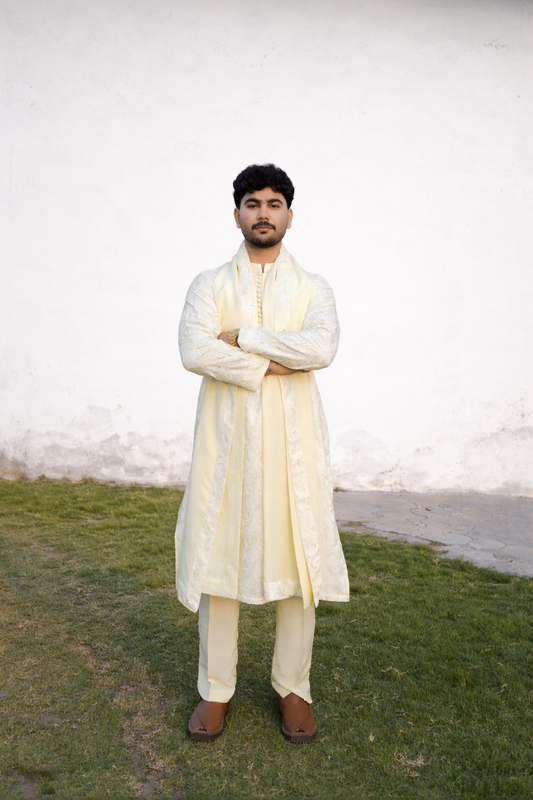 Luxury Off-White Embroidered Kurta Pajama
