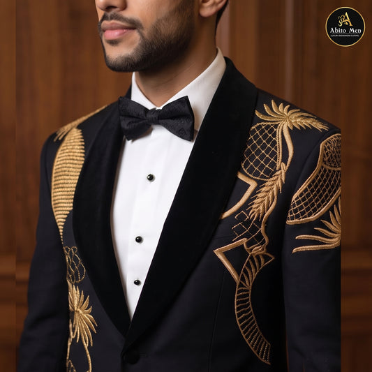 Oasis Black & Gold Embroidered Statement Tuxedo
