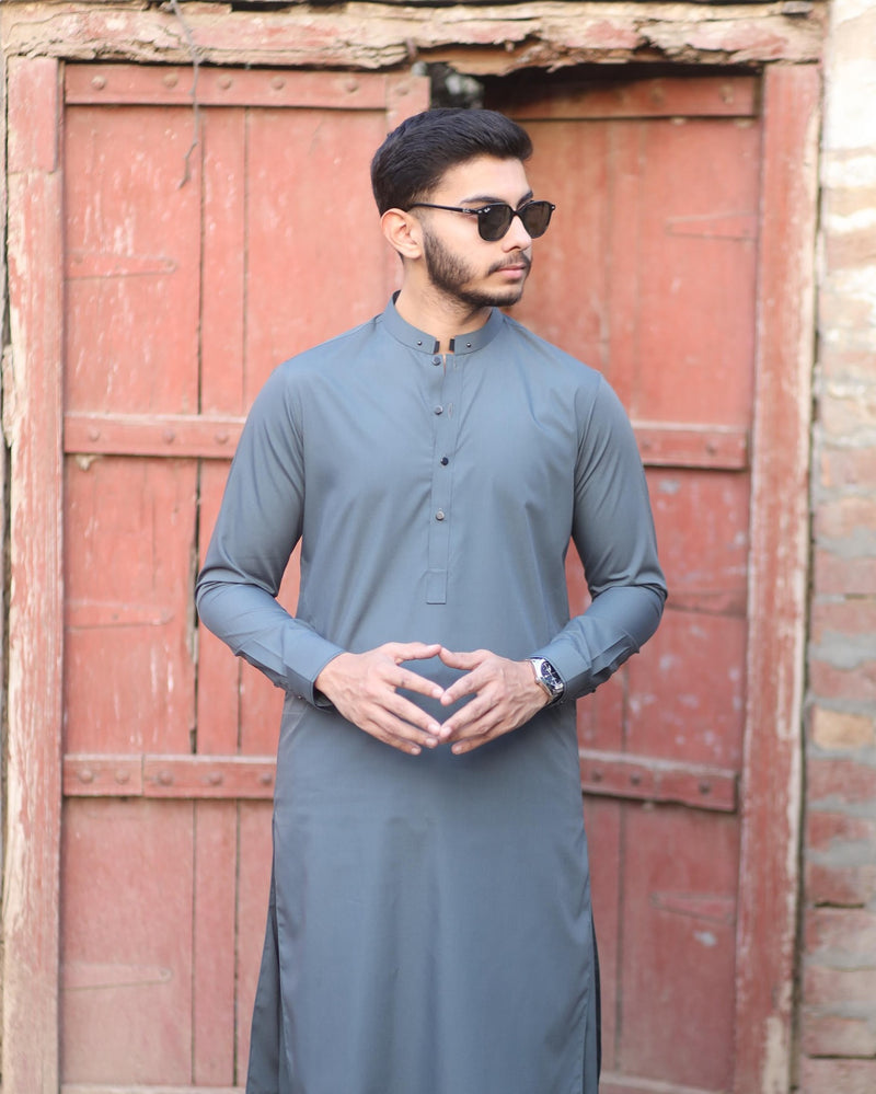 Dusty Blue Grey Shlwar Kamez