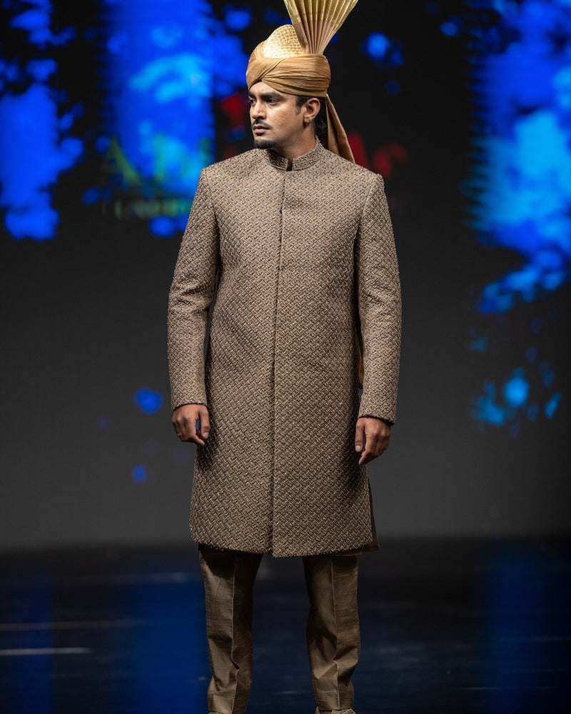 Regal Bronze Embroidered Sherwani