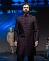 Burgundy Black Embroidered Sherwani