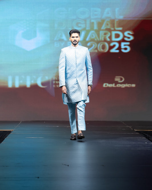 Ice Blue Embroidered Sherwani