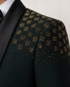 Emerald Green 3 Piece Tuxedo Suit with Black Satin Shawl Lapel