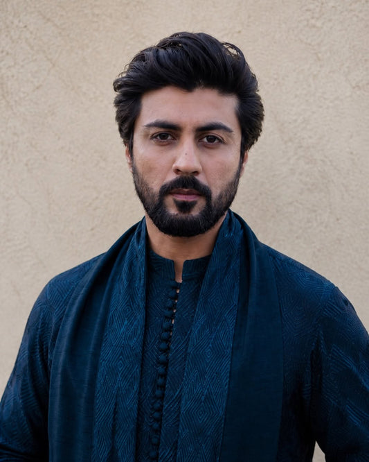 Midnight Blue Embroidered Kurta Shalwar