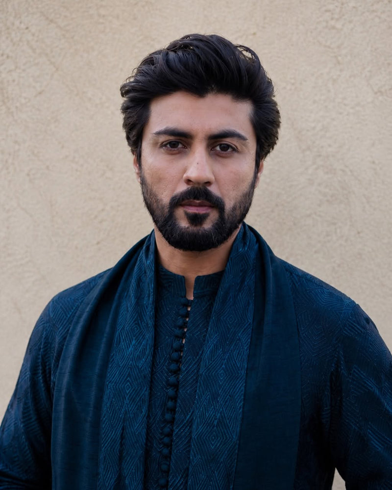 Midnight Blue Embroidered Kurta Shalwar