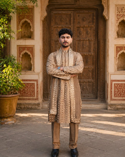 Champagne Embroidered Kurta Shalwar