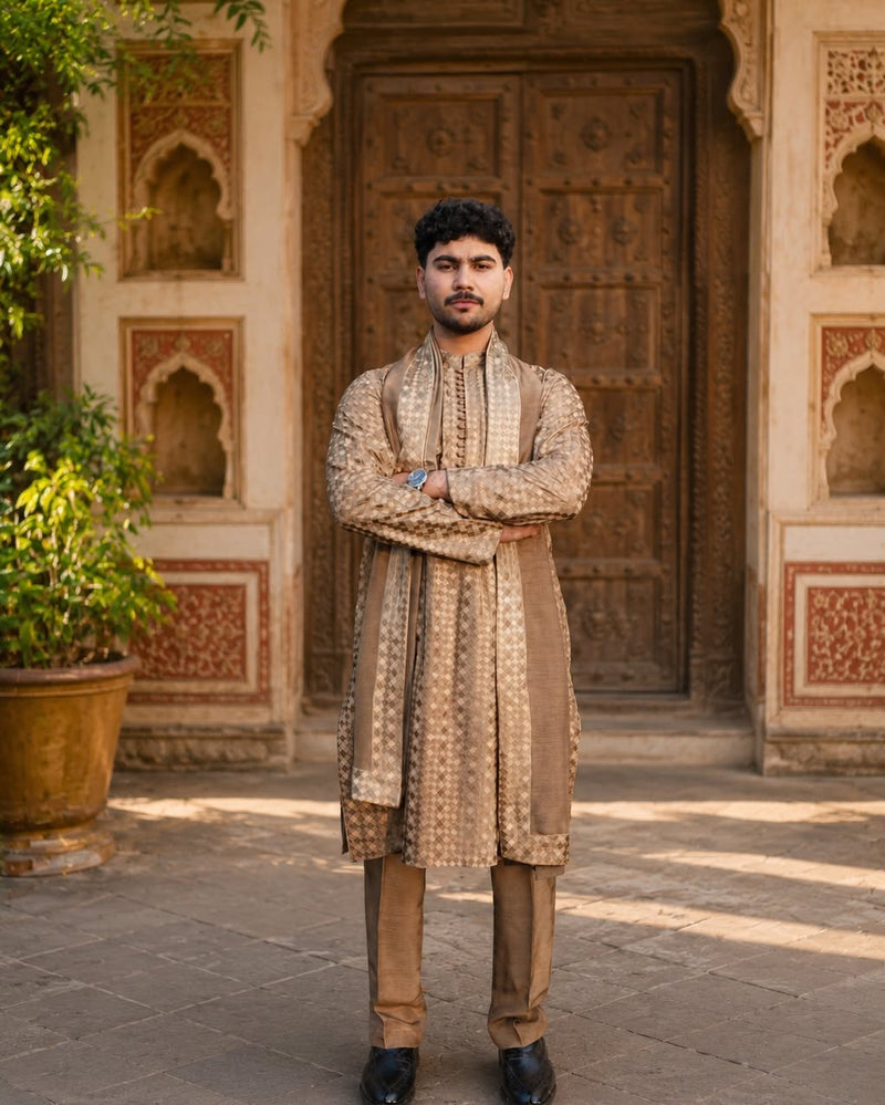 Champagne Embroidered Kurta Shalwar
