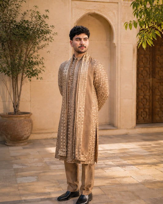 Champagne Embroidered Kurta Shalwar