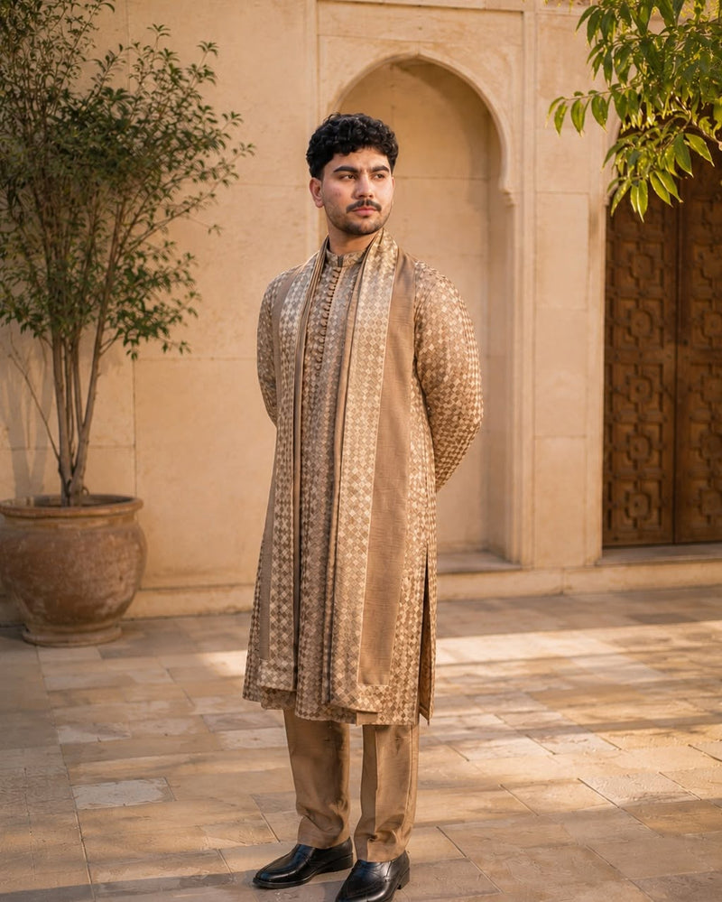 Champagne Embroidered Kurta Shalwar