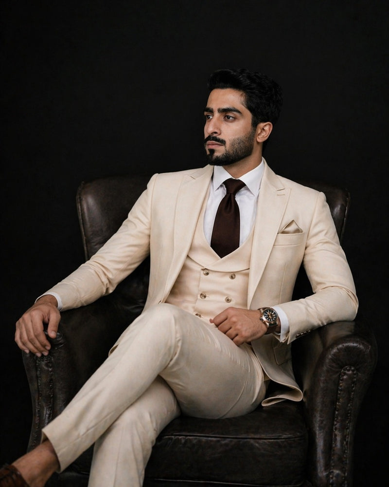 Ivory 3 Piece Suit