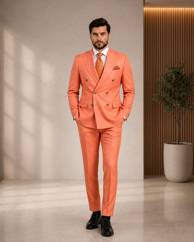 Coral Double Breasted Suit