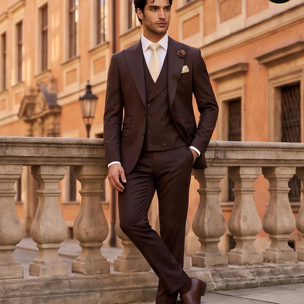 Premium Chocolate Brown 3 Piece Suit for Men