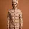 Golden Embroidered Groom Sherwani with Mandarin Collar