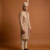 Golden Embroidered Groom Sherwani with Mandarin Collar