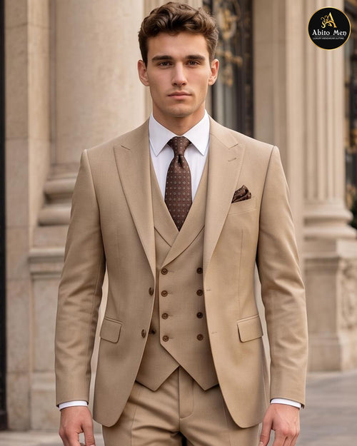 Camel 3 Piece Suit for Men