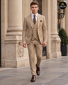 Light brown camel three piece wedding suit for men - Abito Men Modern Gentleman Collection