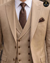 Camel 3 piece formal suit for men with slim fit trousers - Abito Men Modern Gentleman Collection